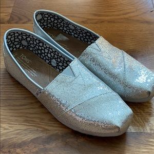 Silver Sparkle Toms Flats